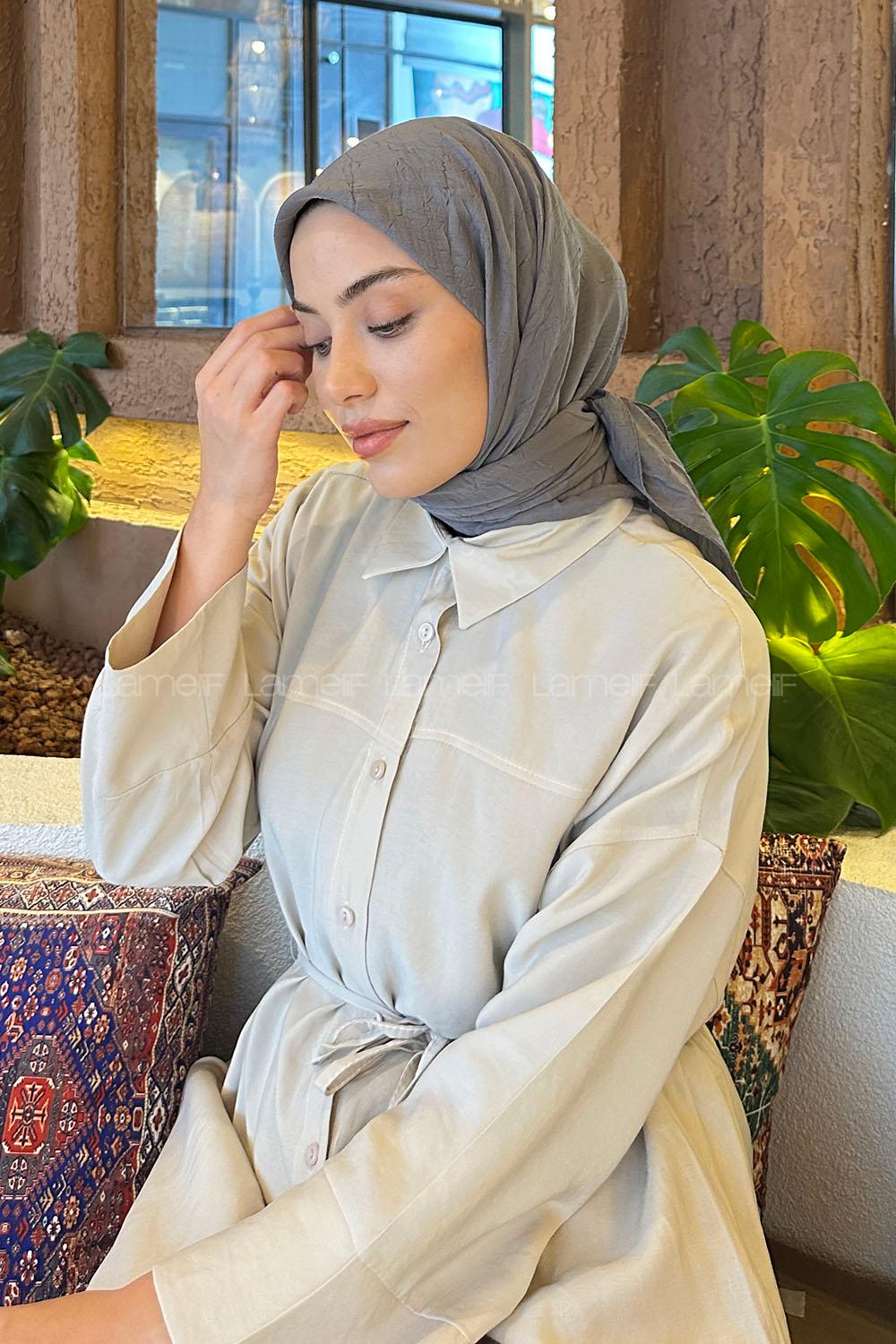 Lamelif Bambu Eşarp K oyu Gri