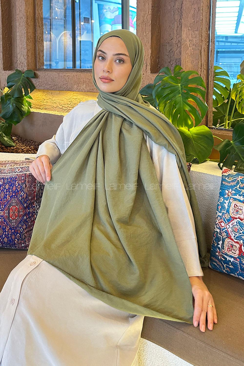 Lamelif Comfort Pamuk Şal Asker Yeşili