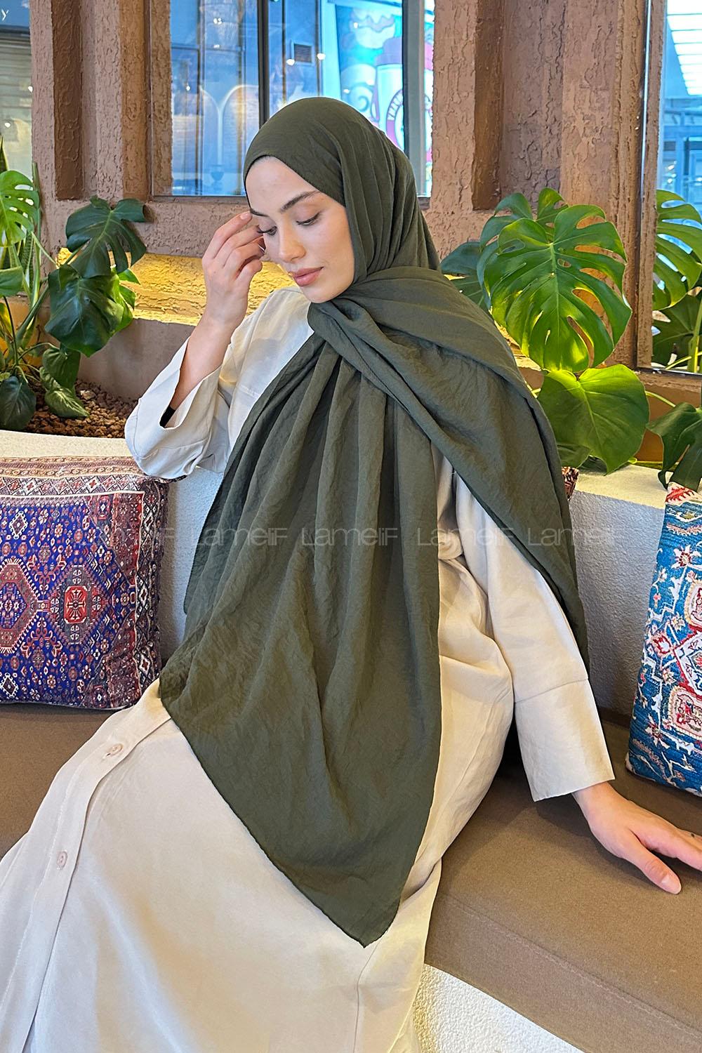 Lamelif Comfort Pamuk Şal Koyu Yeşil