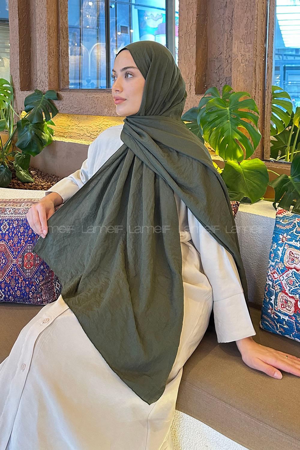 Lamelif Comfort Pamuk Şal Koyu Yeşil