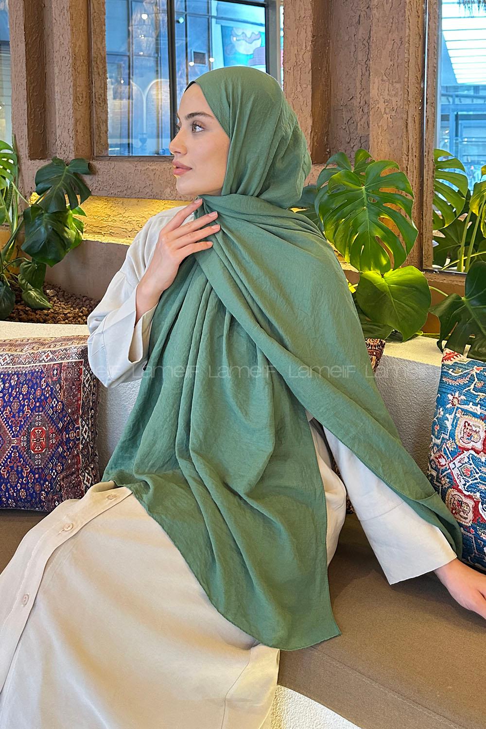 Lamelif Comfort Pamuk Şal Yaprak Yeşili