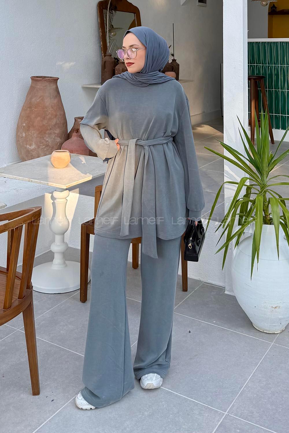 Lamelif Oysho Bağlama Detaylı İkili Takım Antrasit