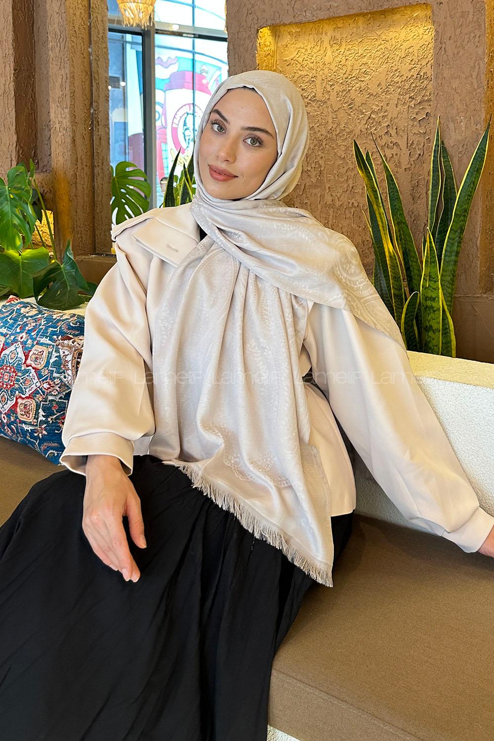 Lamelif Etnik Retro Desen Kaşmir Çift Taraflı Şal Taş