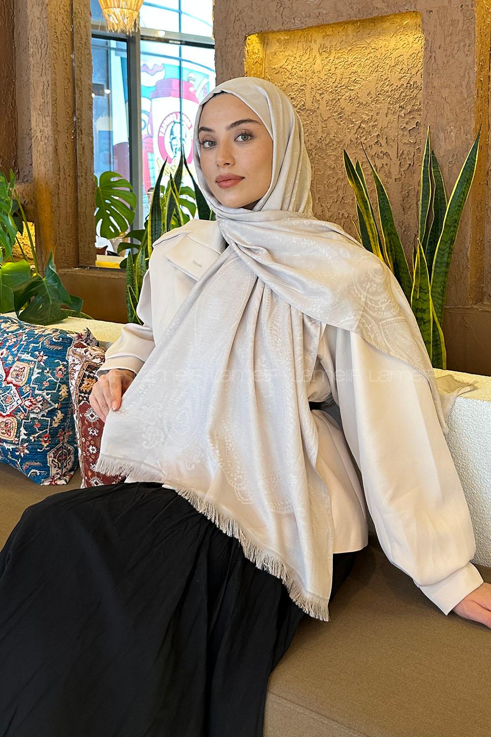 Lamelif Etnik Retro Desen Kaşmir Çift Taraflı Şal Taş