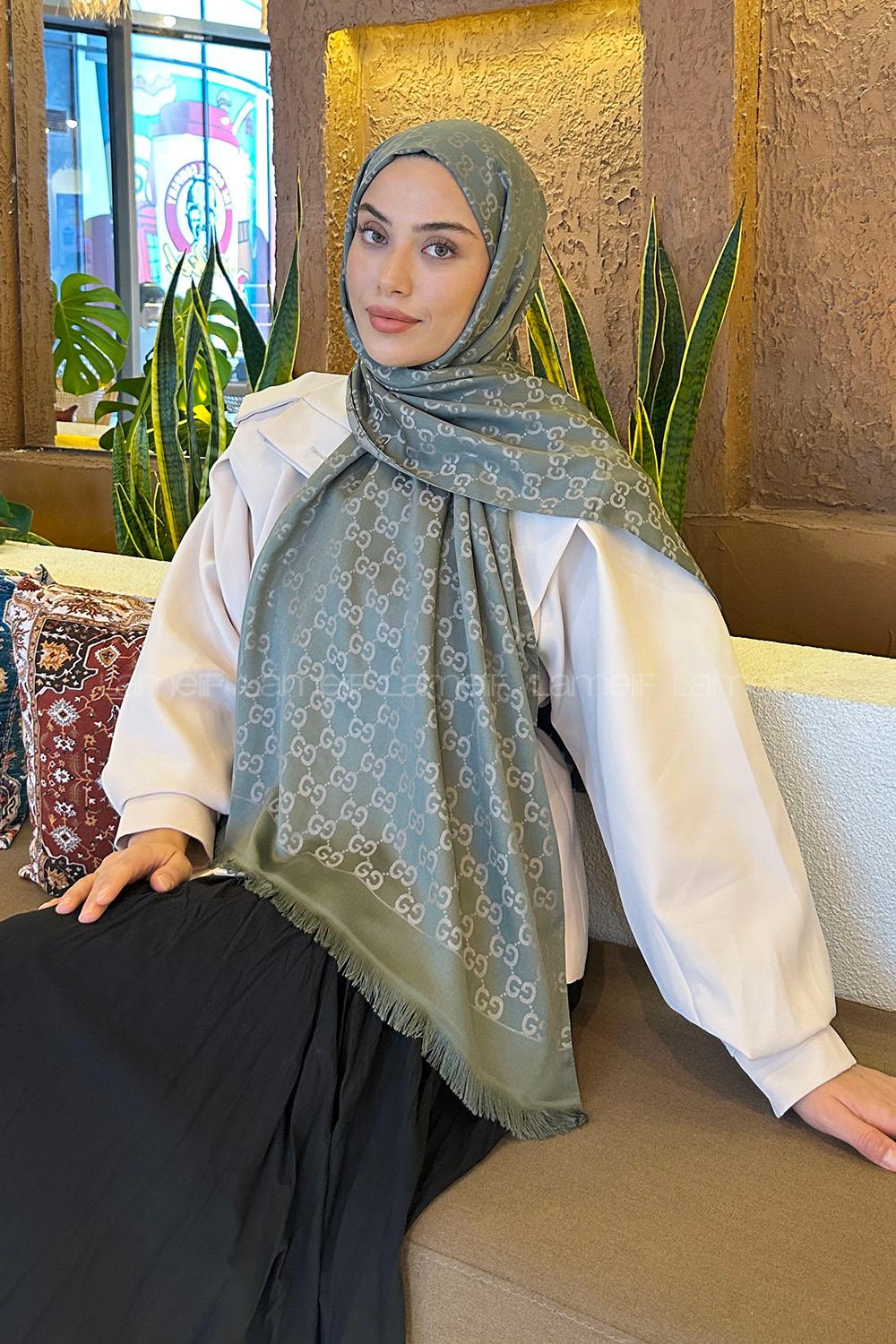 Lamelif G Desen Kaşmir Çift Taraflı Şal Adaçayı