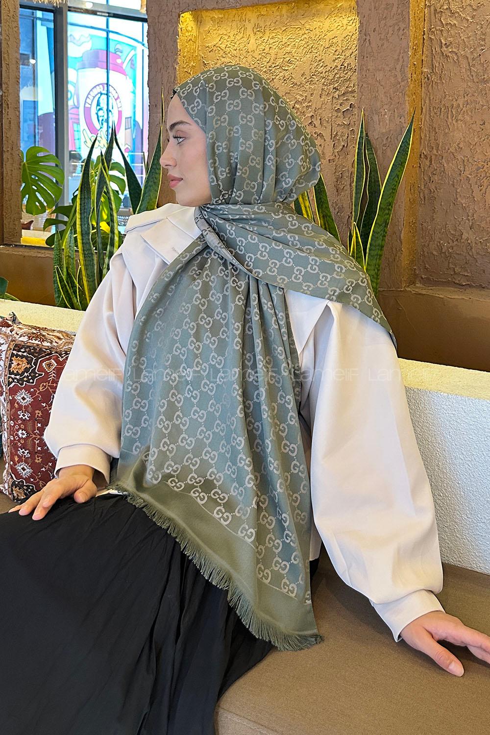 Lamelif G Desen Kaşmir Çift Taraflı Şal Adaçayı