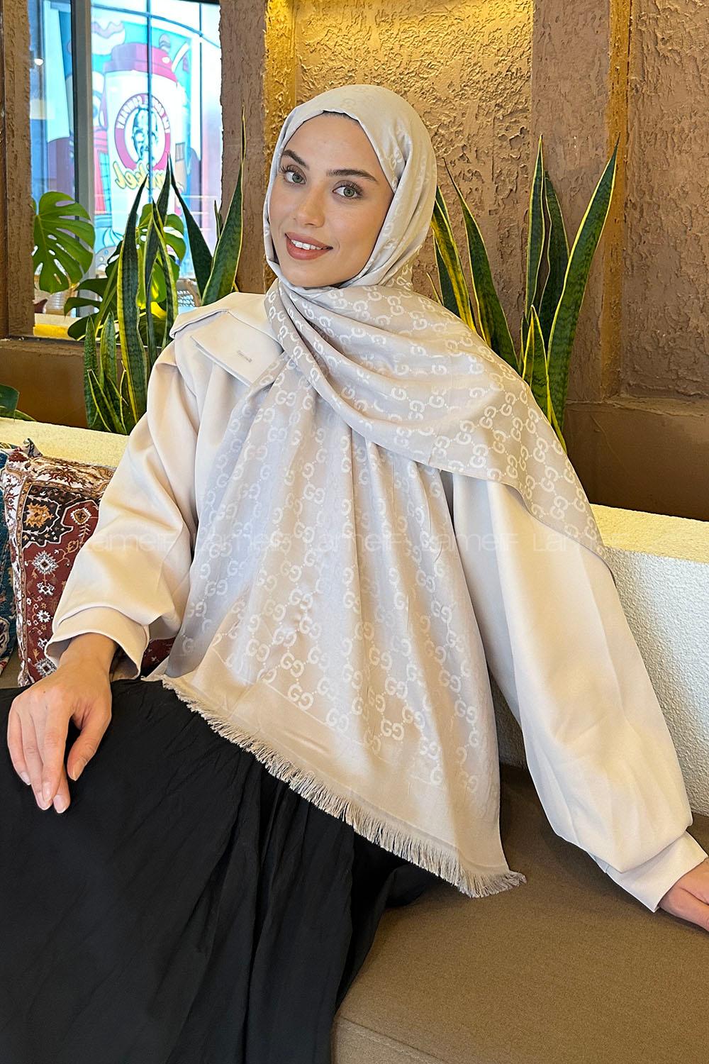 Lamelif G Desen Kaşmir Çift Taraflı Şal Taş