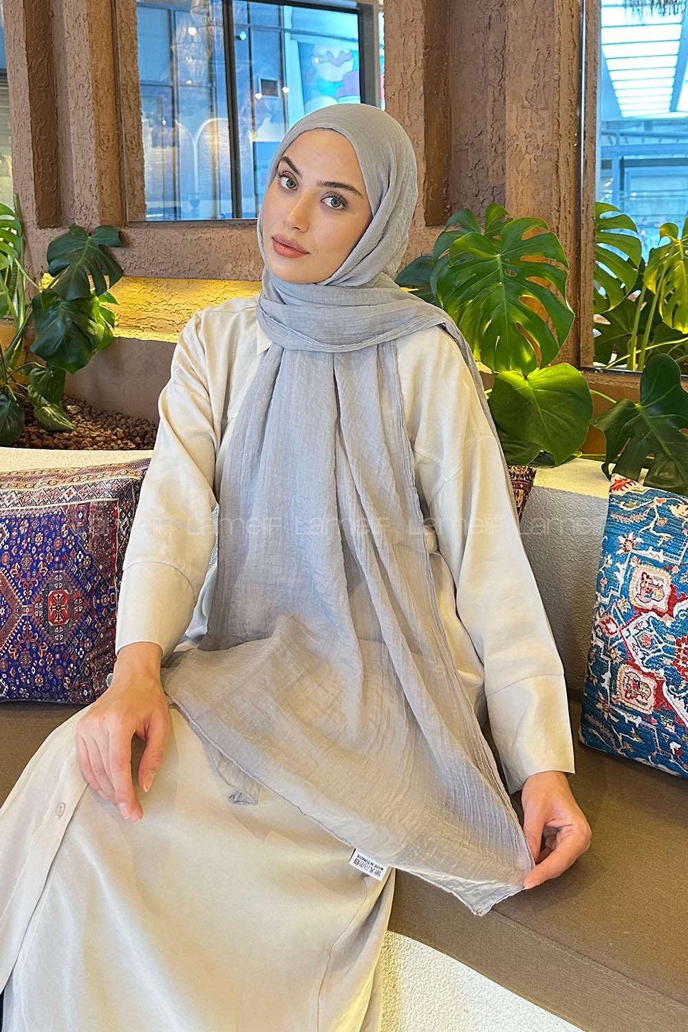 Gray Cotton Fabric Straight Shawl