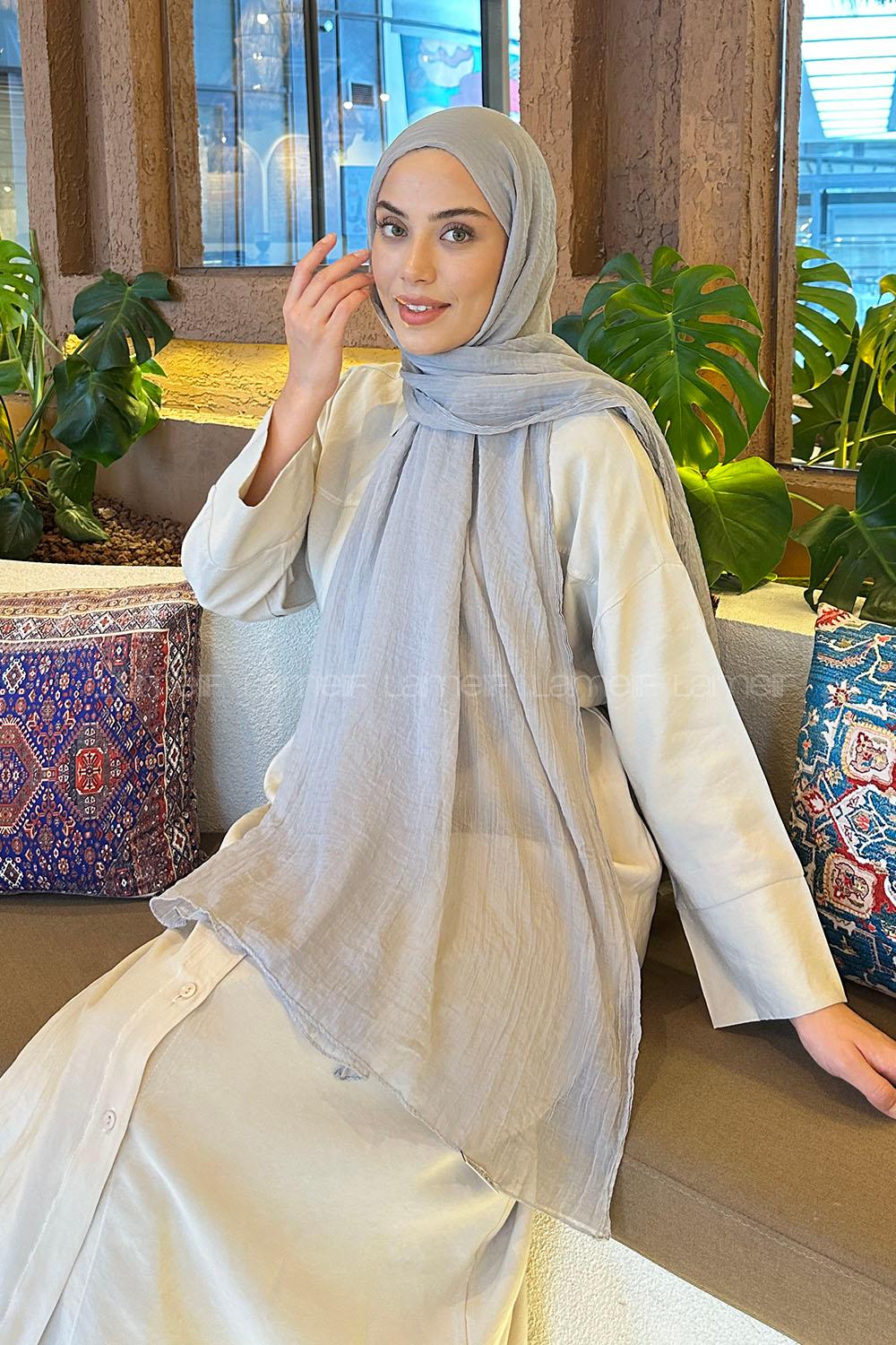 Gray Cotton Fabric Straight Shawl