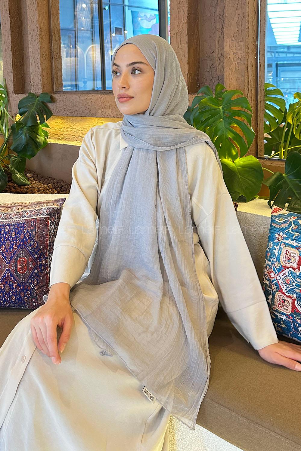 Gray Cotton Fabric Straight Shawl