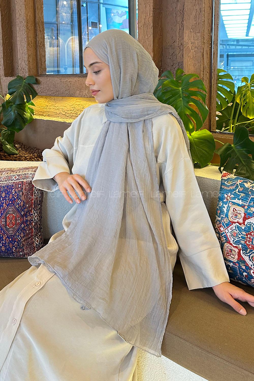 Gray Cotton Fabric Straight Shawl