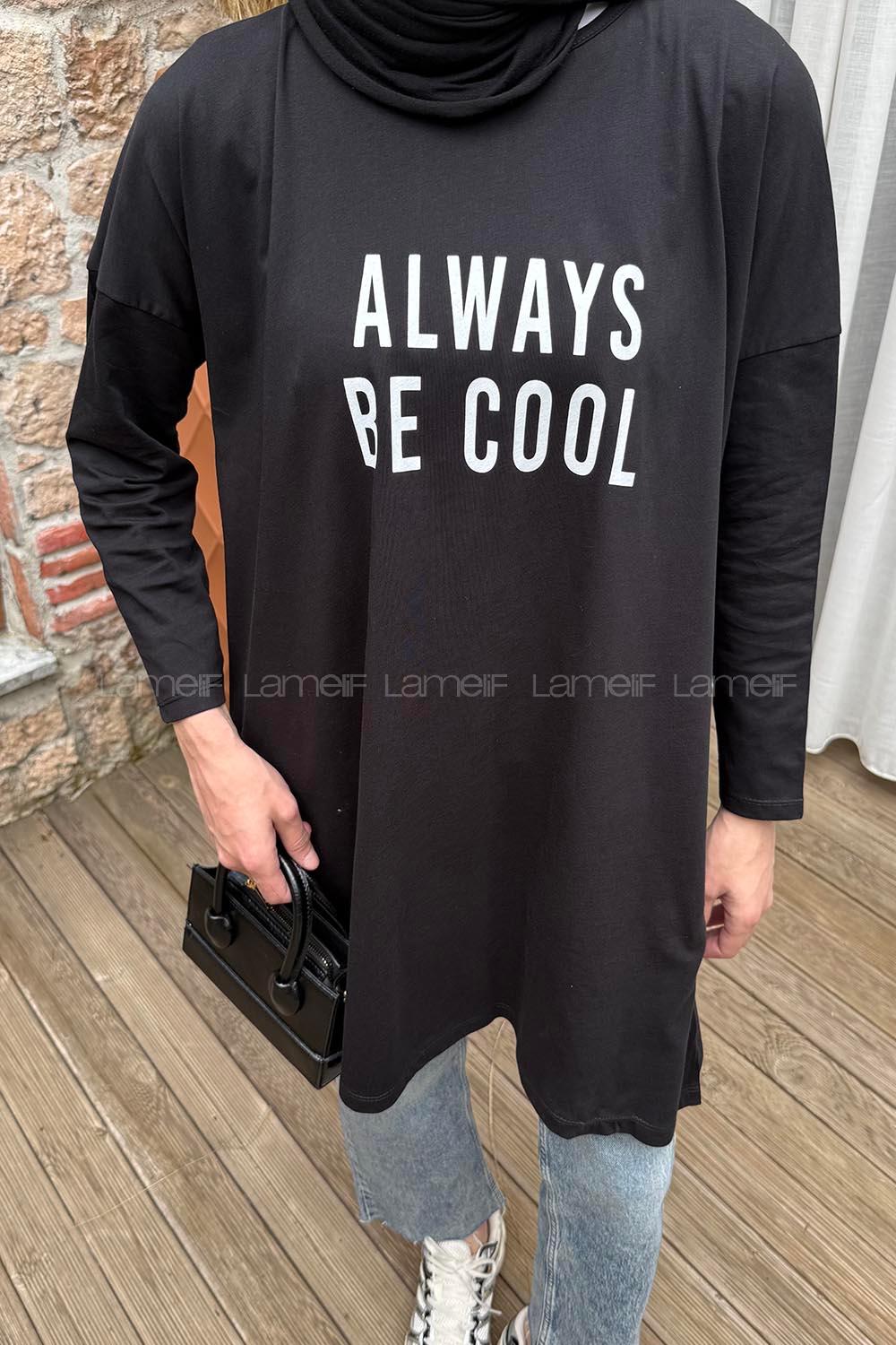 Black Crew Neck Cotton Tunic