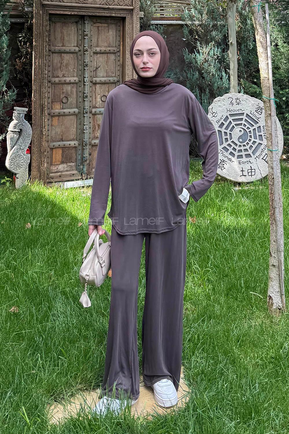 Lamelif Armalı İkili Takım Kahverengi