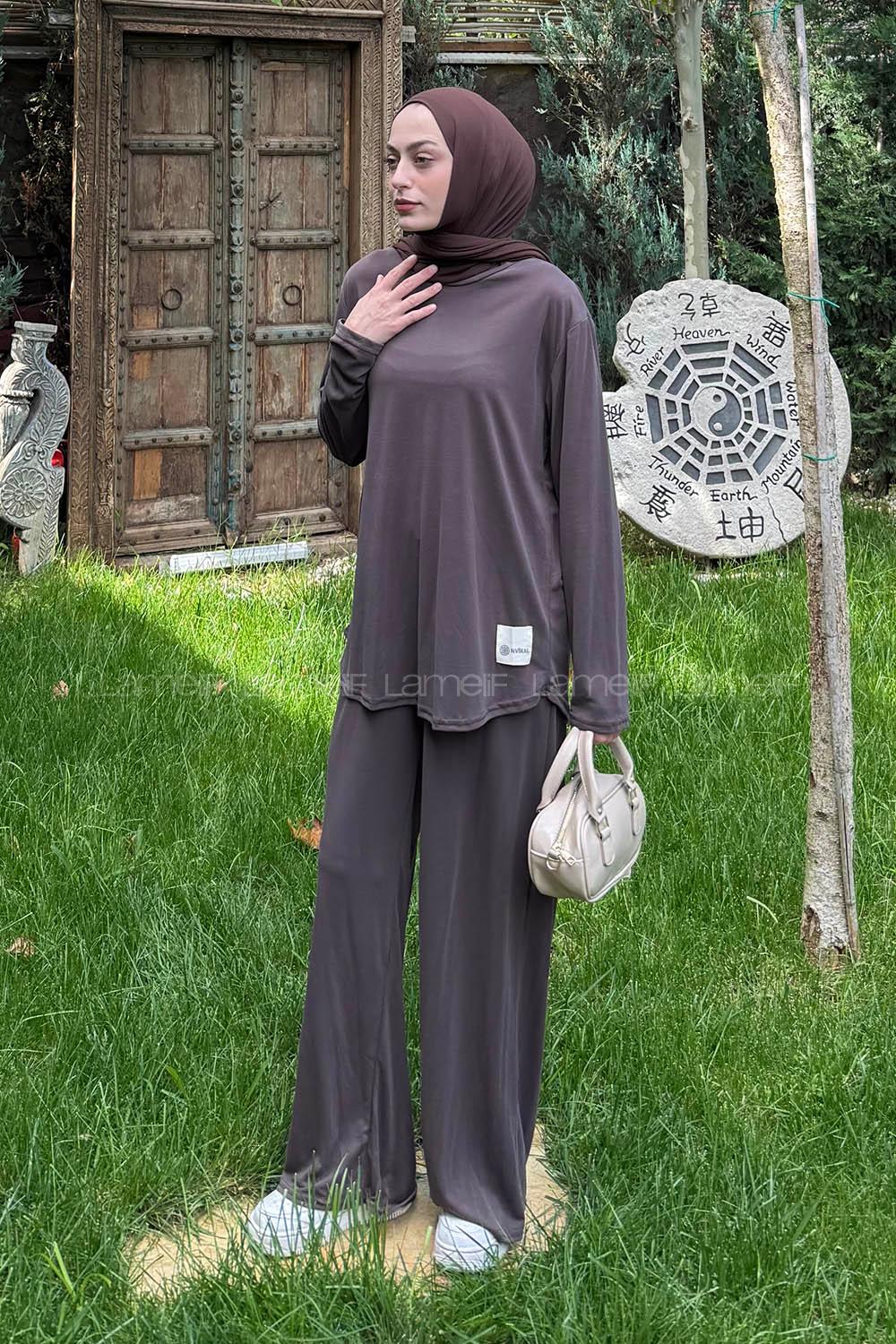 Lamelif Armalı İkili Takım Kahverengi