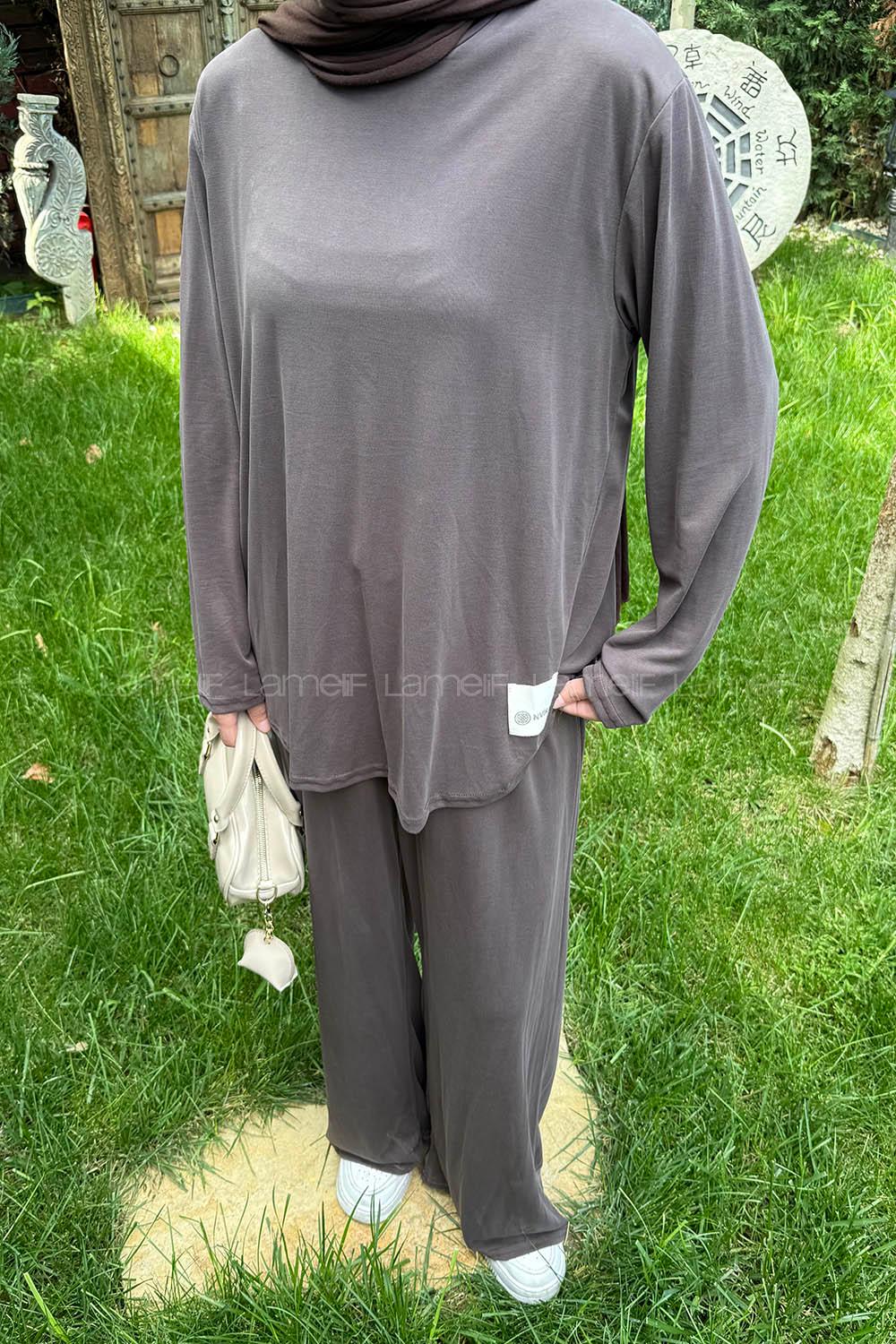 Lamelif Armalı İkili Takım Kahverengi