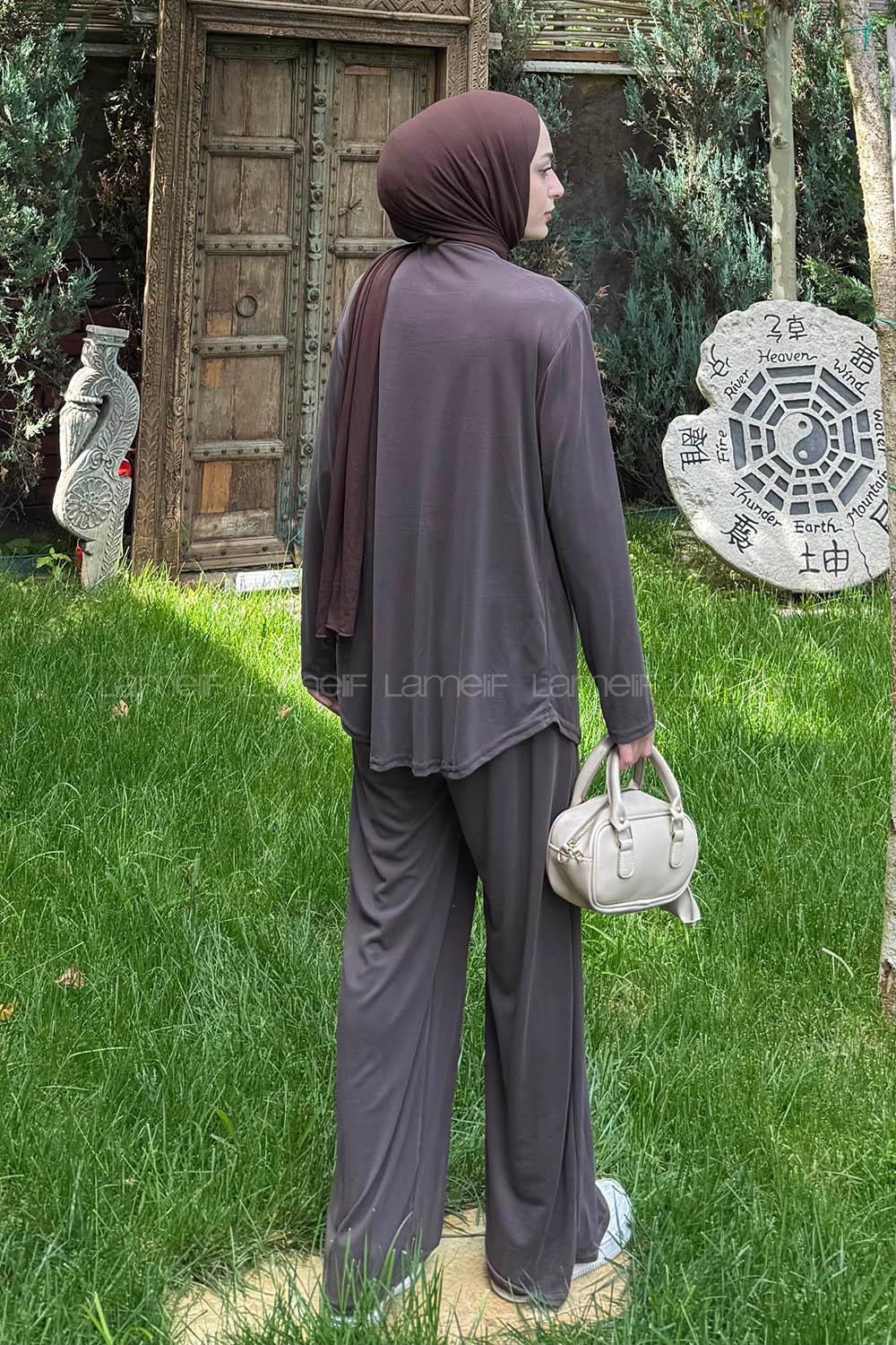 Lamelif Armalı İkili Takım Kahverengi