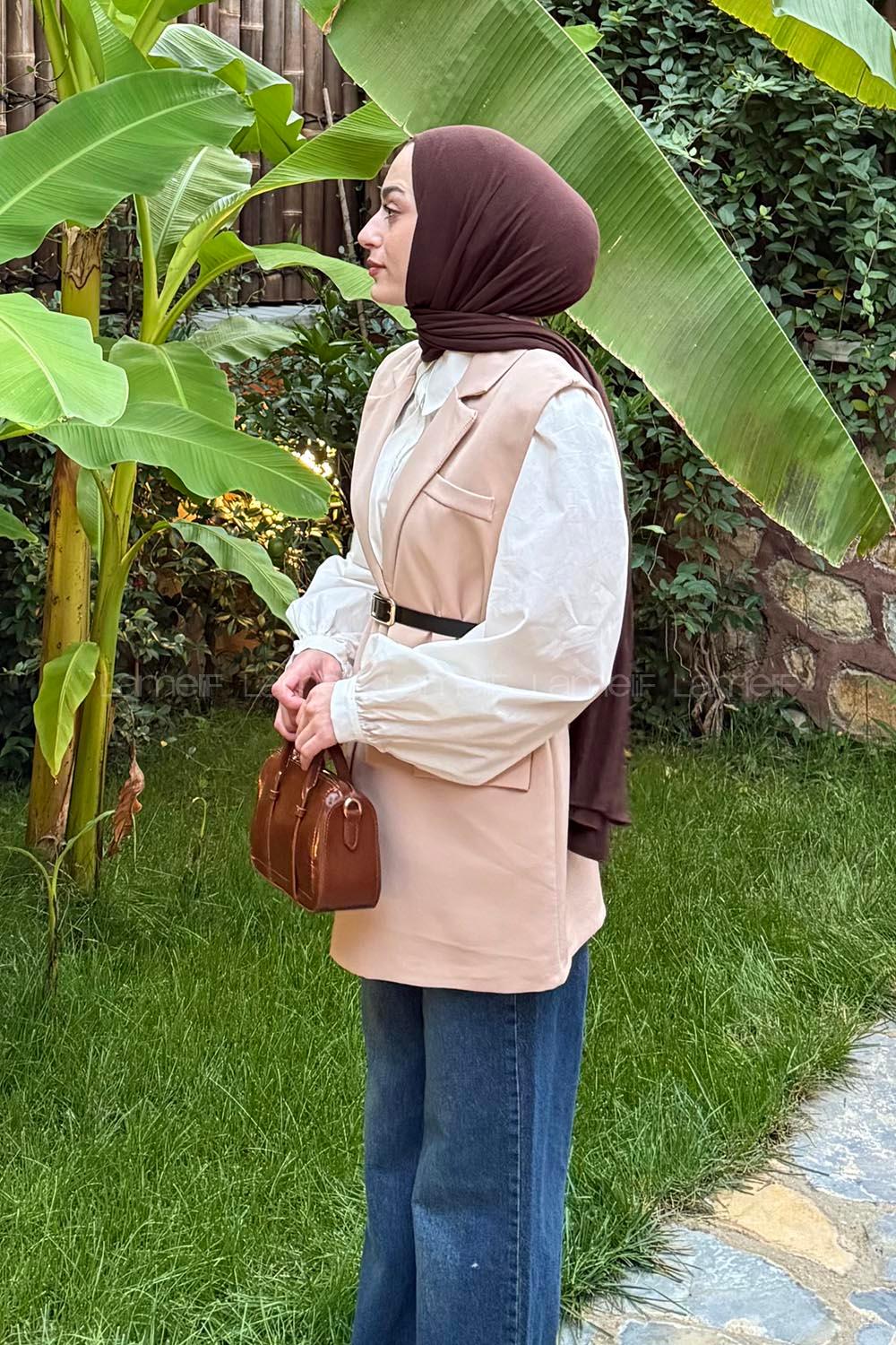 Lamelif Cep Detaylı Yelek Taş