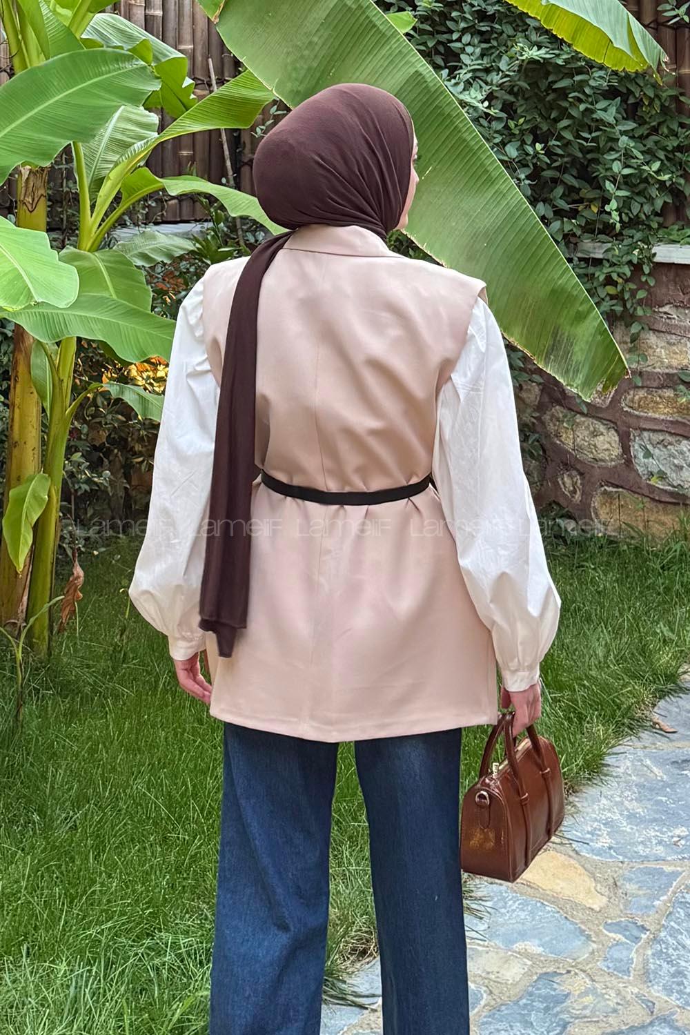 Lamelif Cep Detaylı Yelek Taş