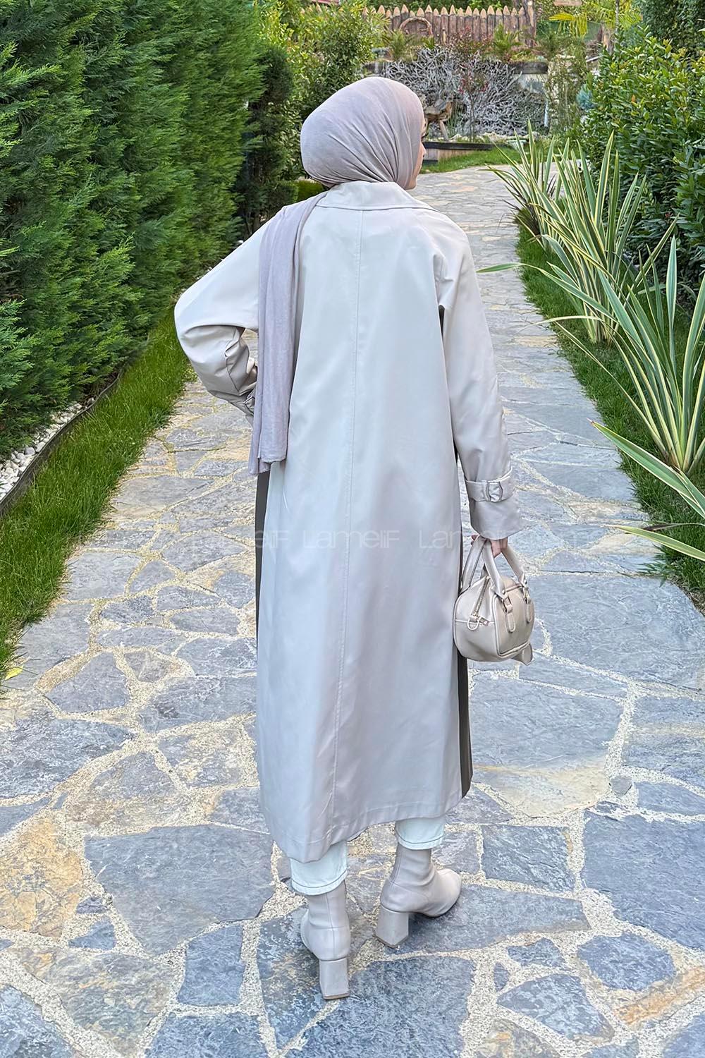 Lamelif Retrica İki Renk Trençkot Haki