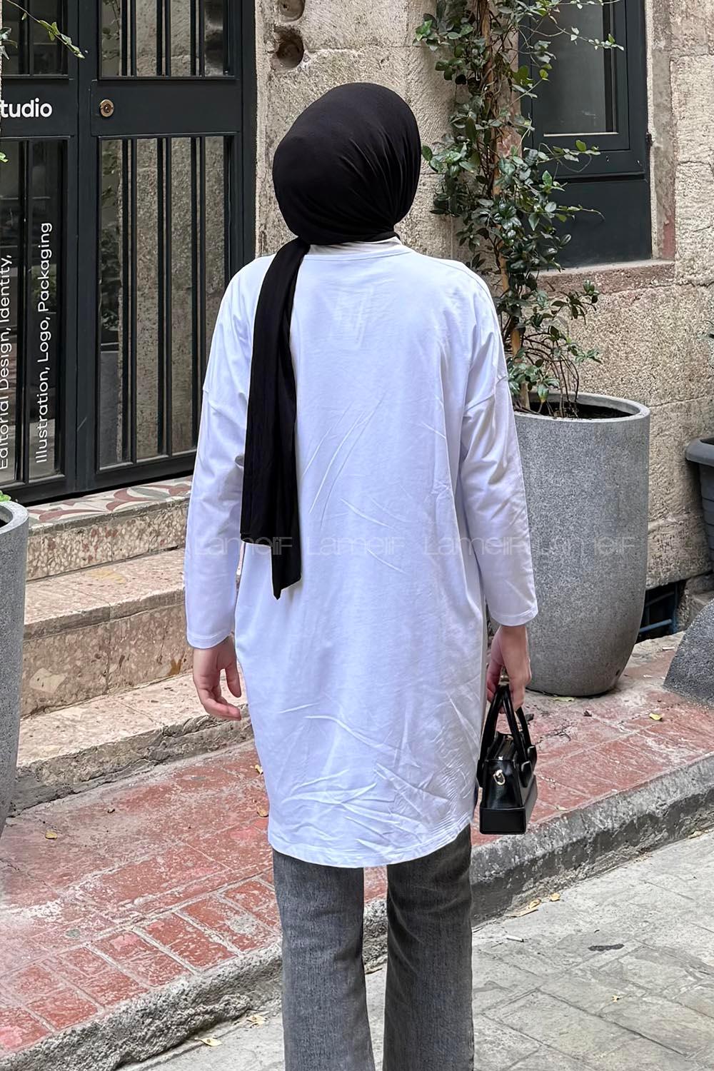 White Crew Neck Cotton Tunic