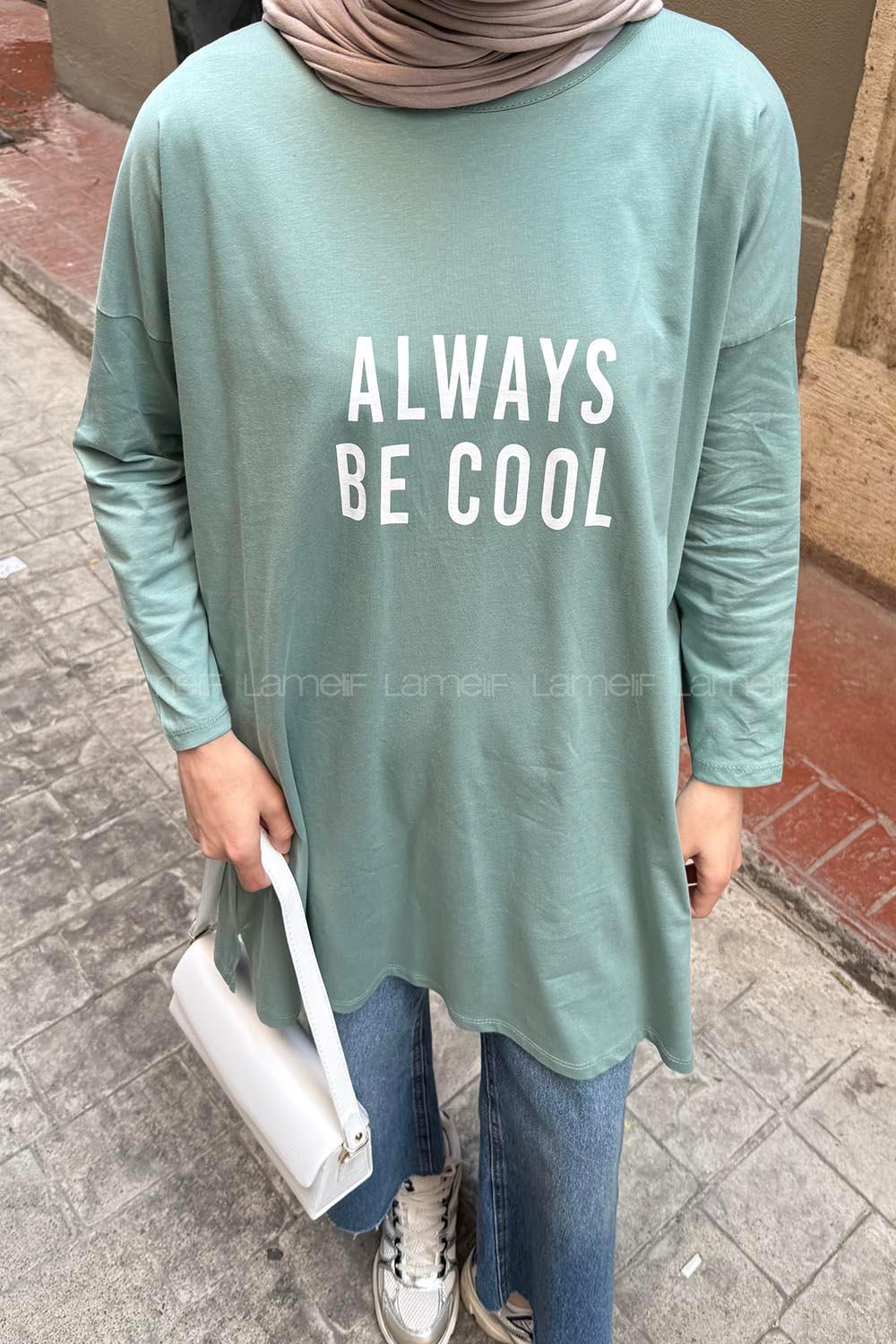 Lamelif Always Be Cool Baskılı Sweat Çağla Yeşili
