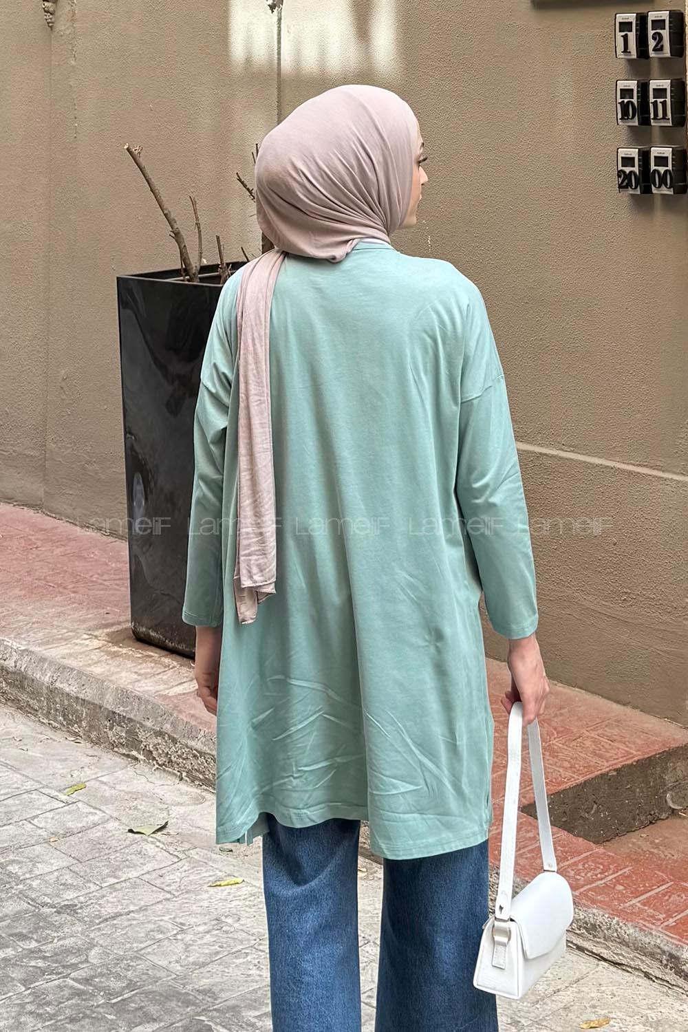 Lamelif Always Be Cool Baskılı Sweat Çağla Yeşili