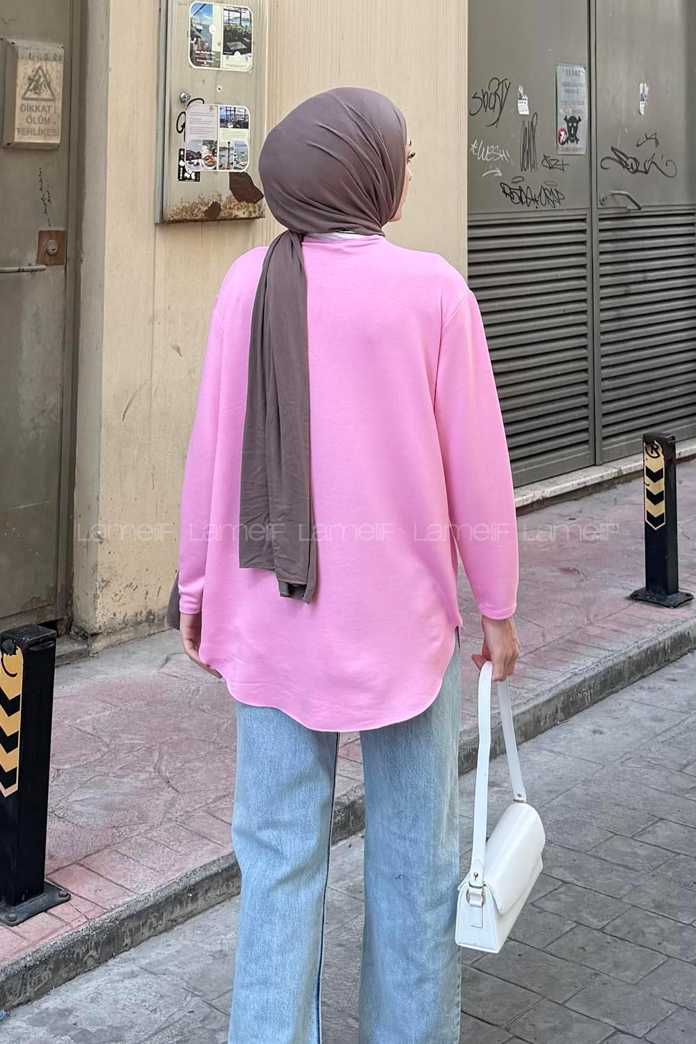 Lamelif Basic Sweat Şeker Pembesi