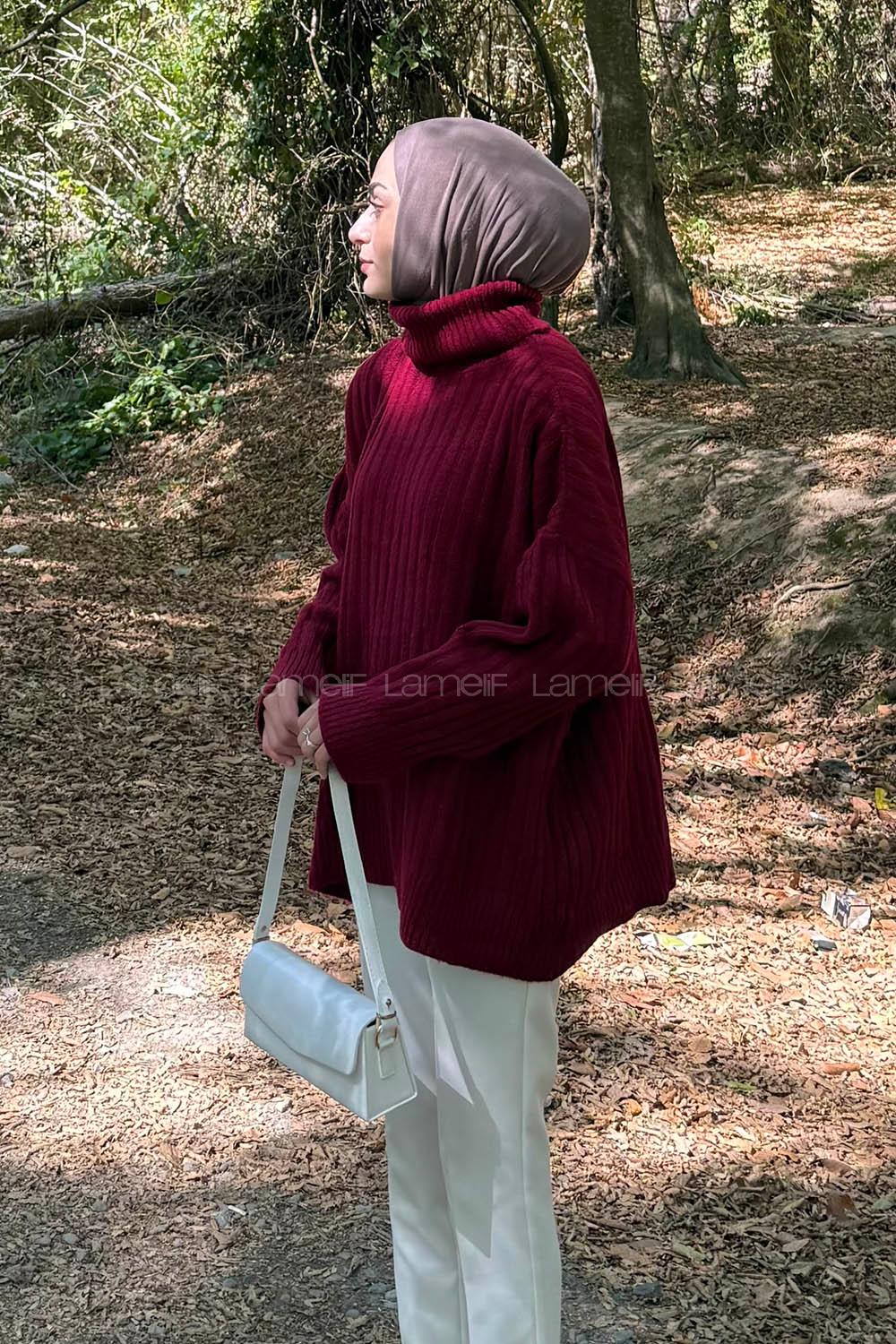 Claret Red Turtle Neck Long Arm Jumper