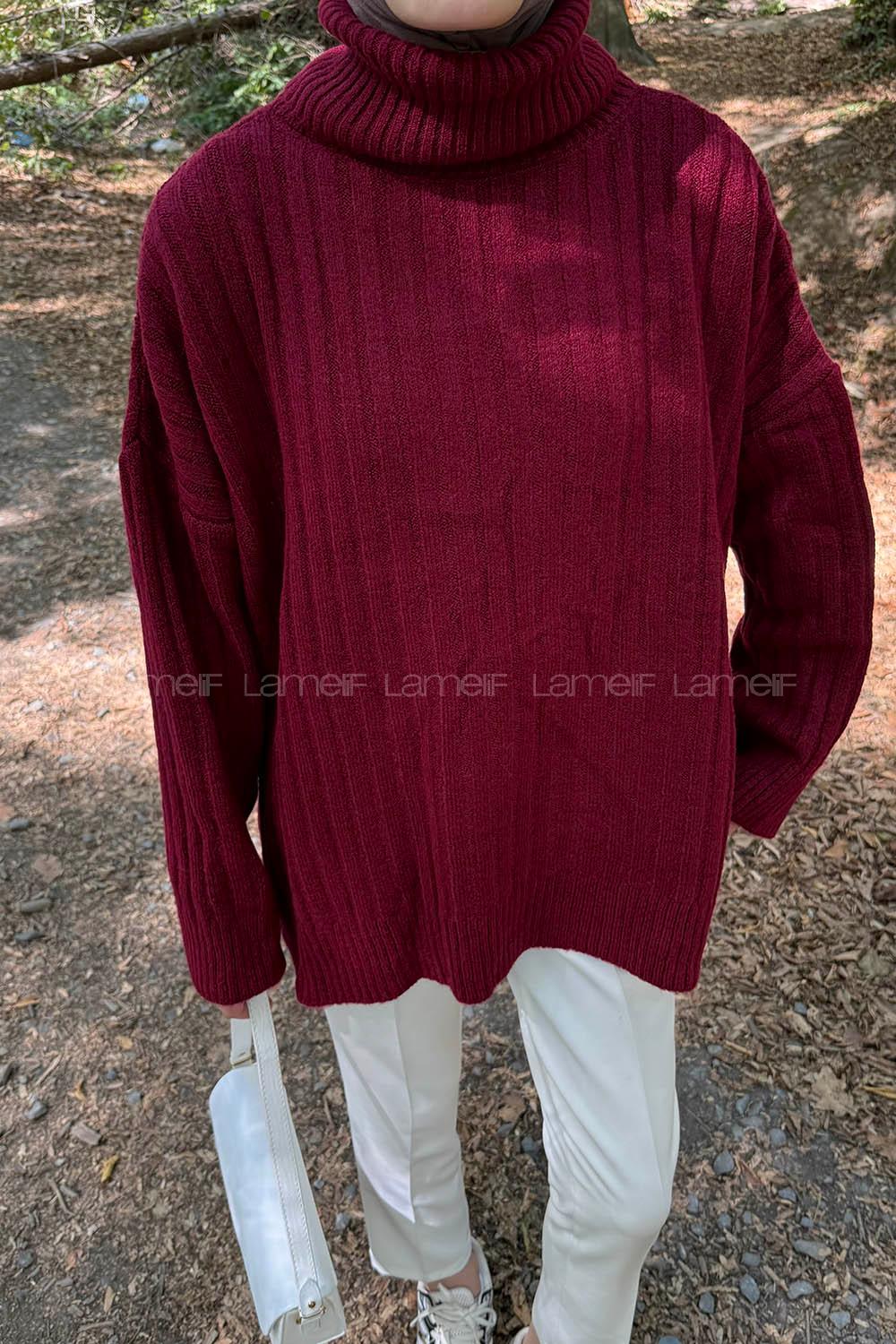 Claret Red Turtle Neck Long Arm Jumper