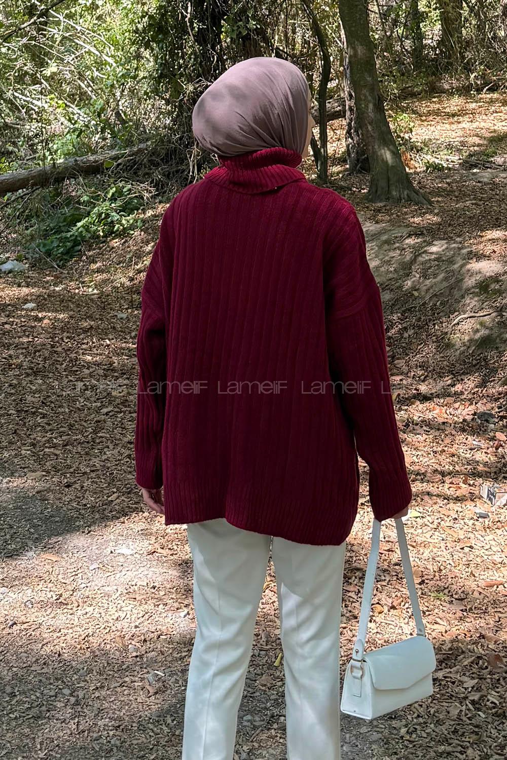 Claret Red Turtle Neck Long Arm Jumper