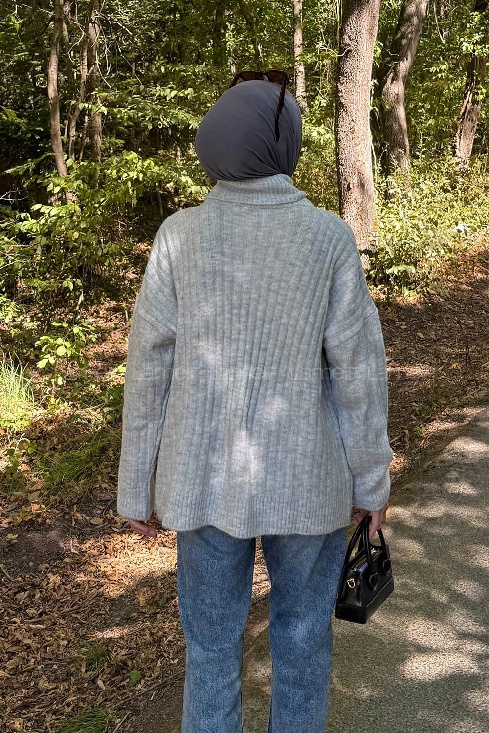 Lamelif Balıkçı Yaka Kazak Gri