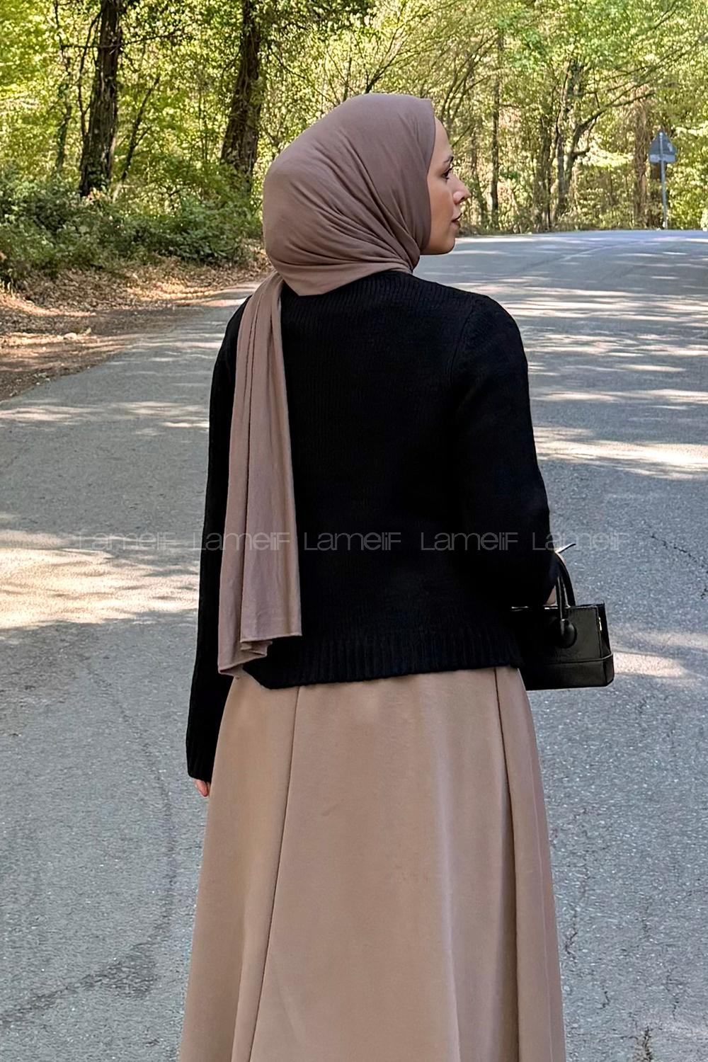 Lamelif Bisiklet Yaka Kısa Hırka Siyah