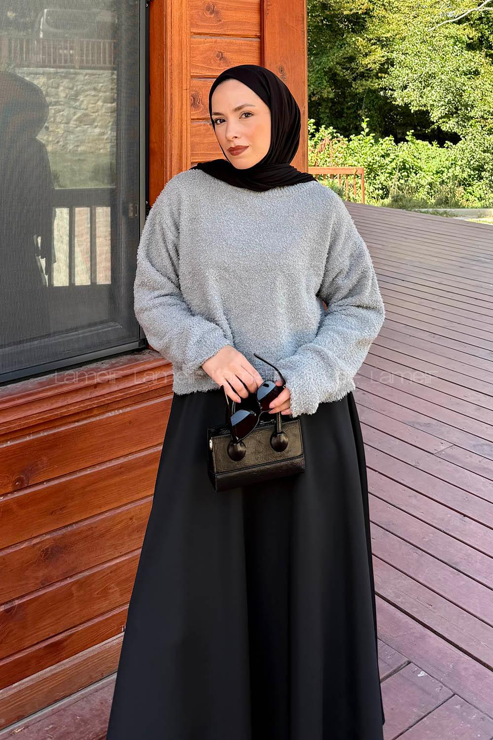 Lamelif Buklet Basic Kazak Gri