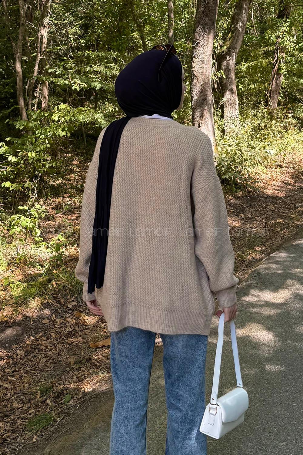 Beige Crew Neck Long Arm Jumper