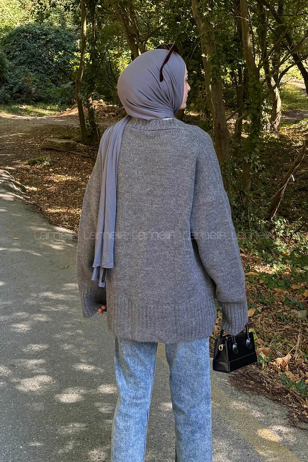 Lamelif Salaş Dokulu Basic Hırka Antrasit