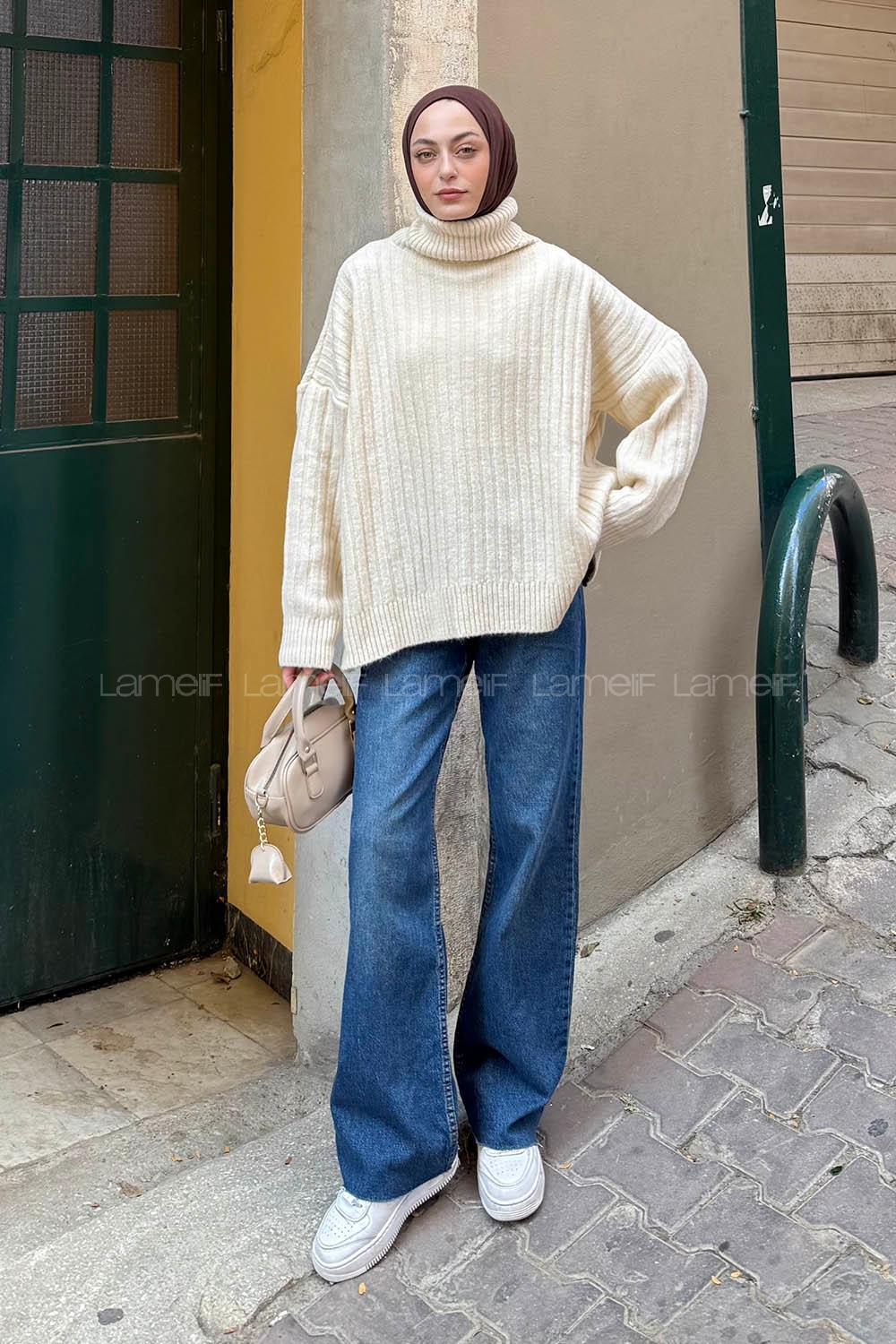 Natural Turtle Neck Long Arm Jumper