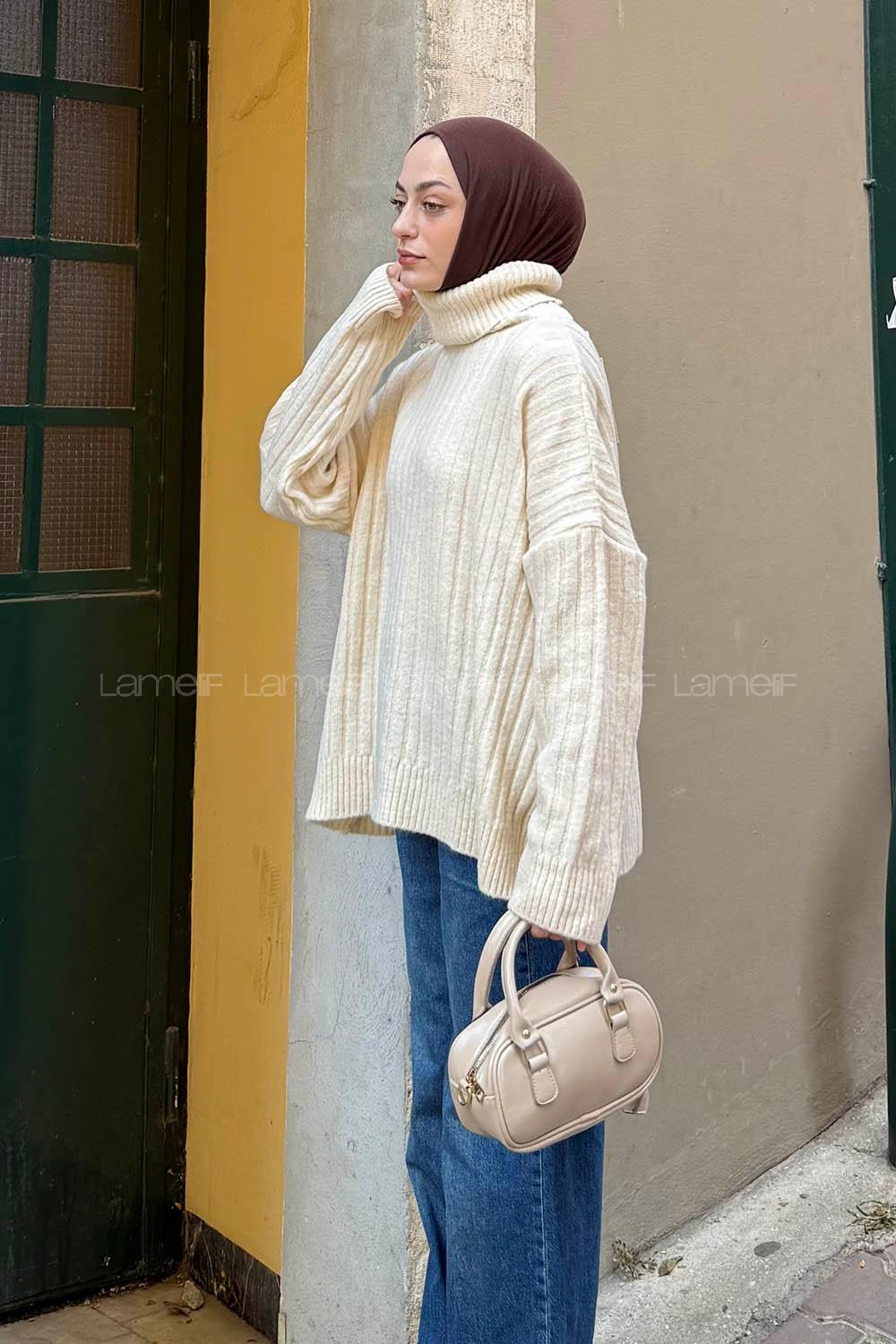 Natural Turtle Neck Long Arm Jumper