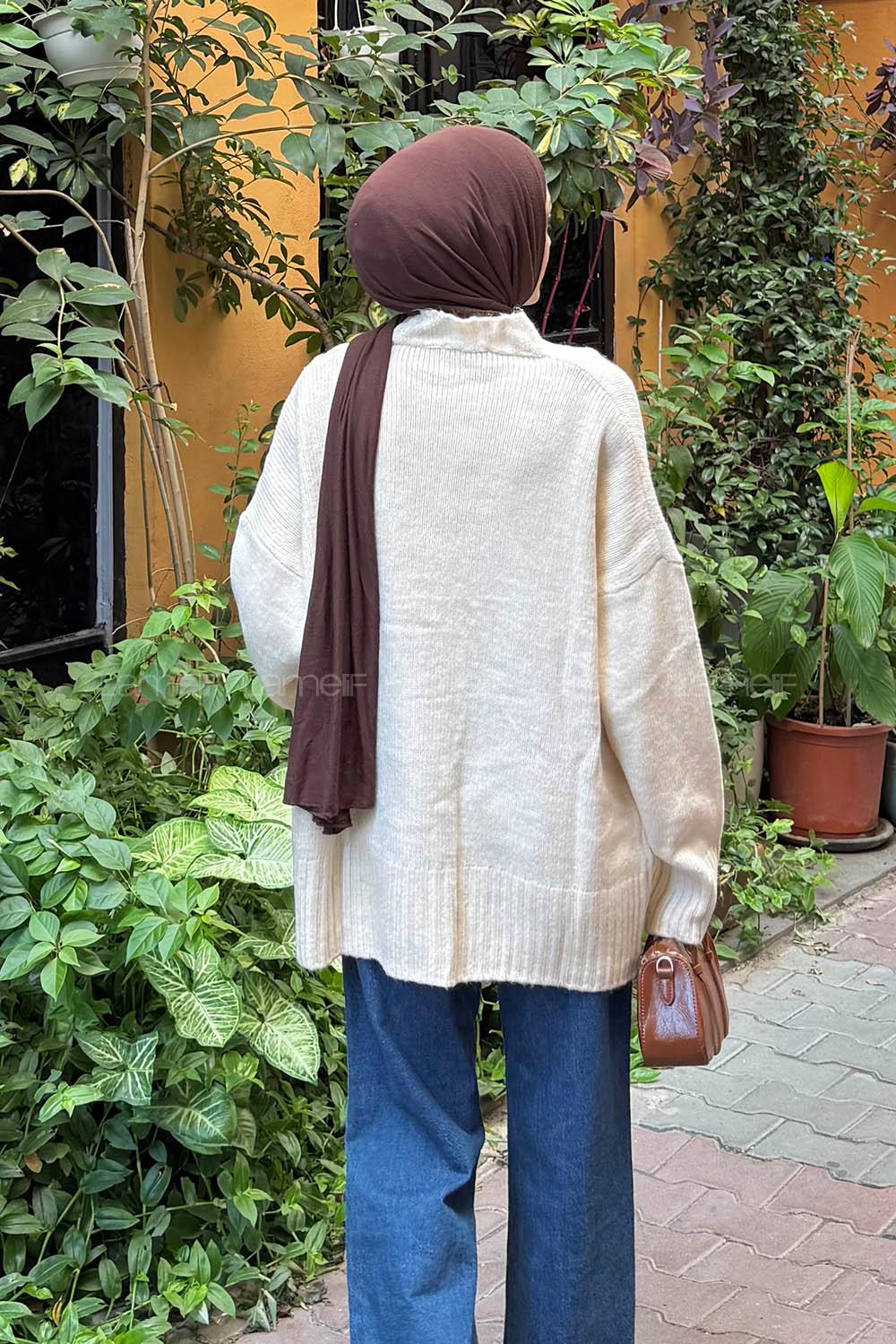 Lamelif Salaş Dokulu Basic Hırka Natural