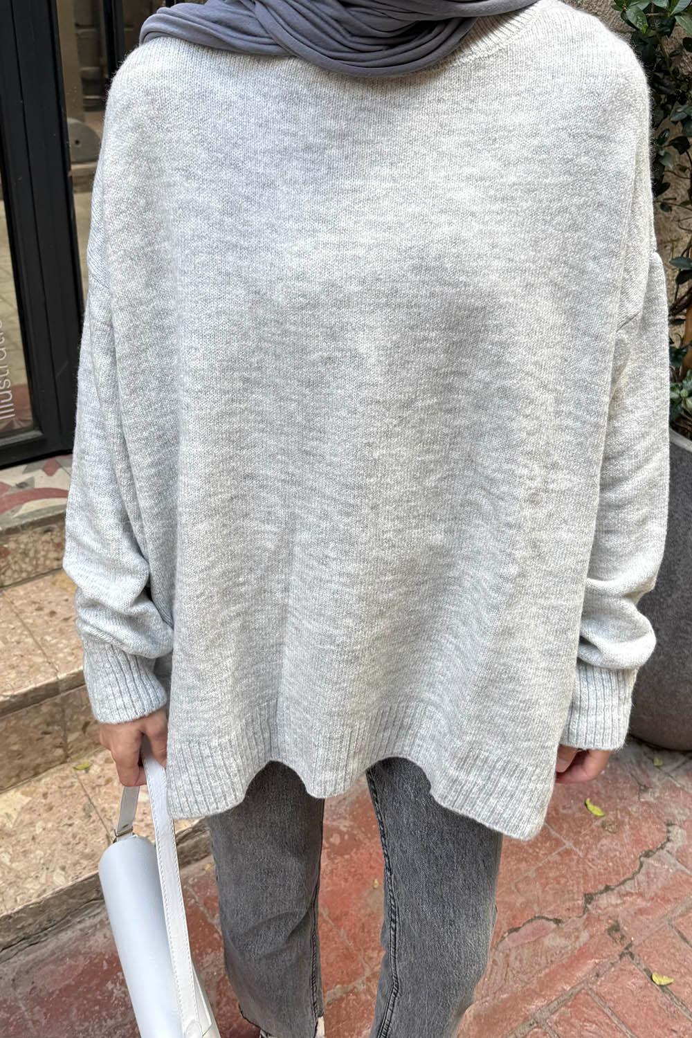 Lamelif Salaş Dokulu Kazak Gri