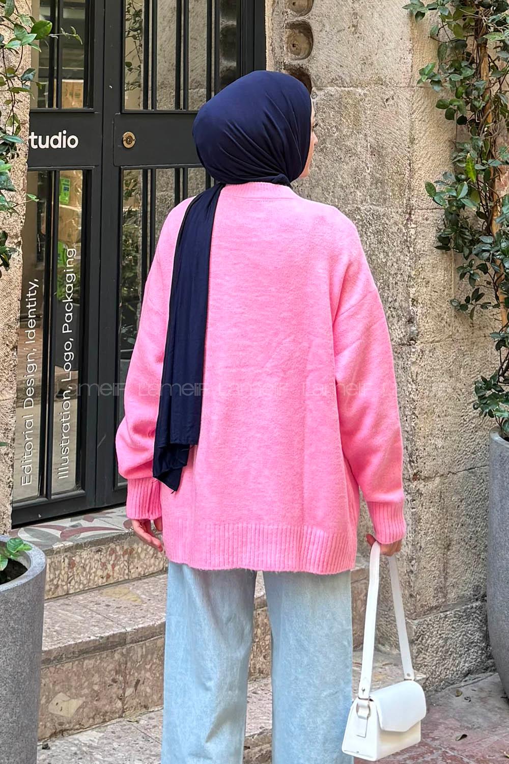 Pink Crew Neck Long Arm Jumper