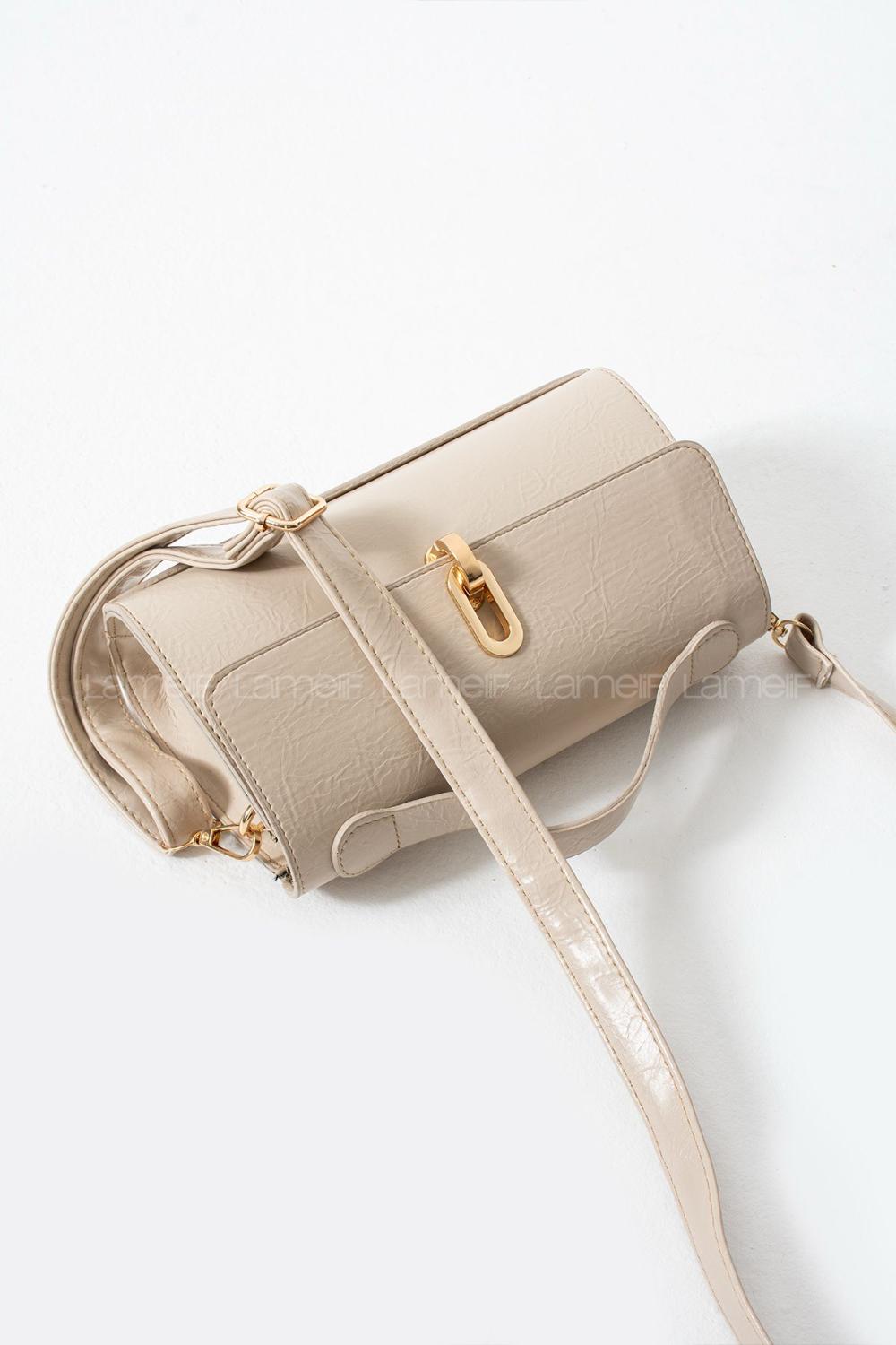 Lamelif Leına Model Kadın Çapraz Çantası Bej