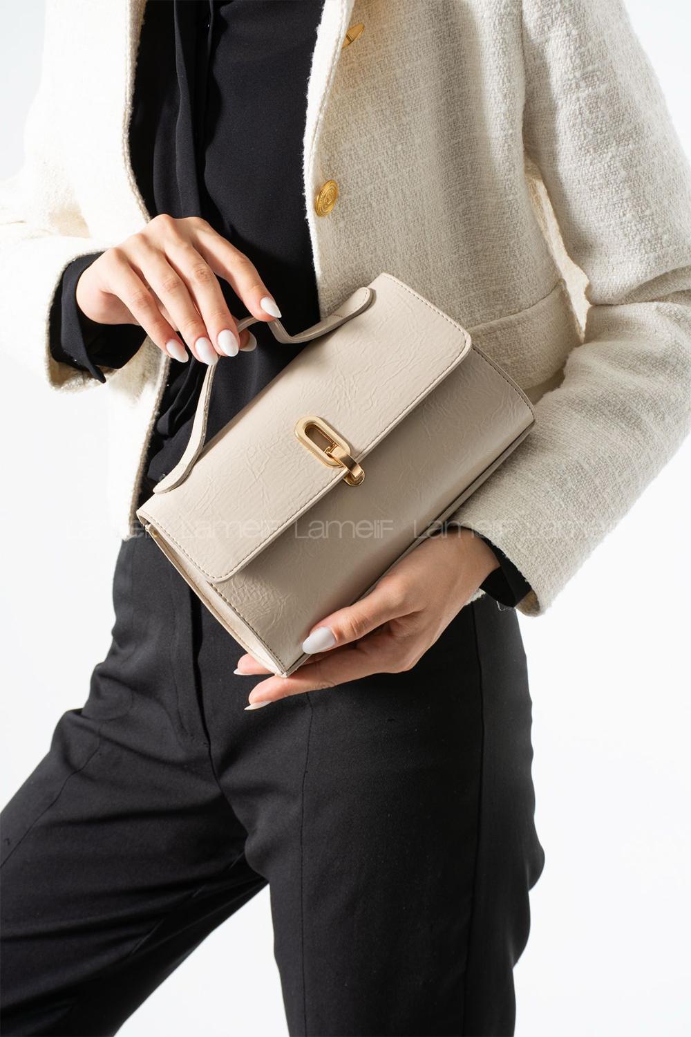 Lamelif Leına Model Kadın Çapraz Çantası Bej