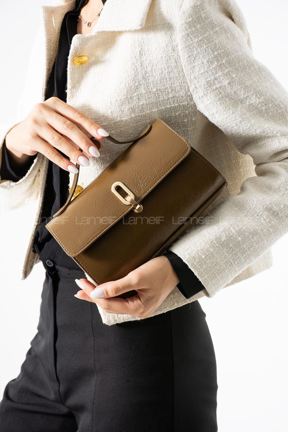 Lamelif Leına Model Kadın Çapraz Çantası Soft Kahve