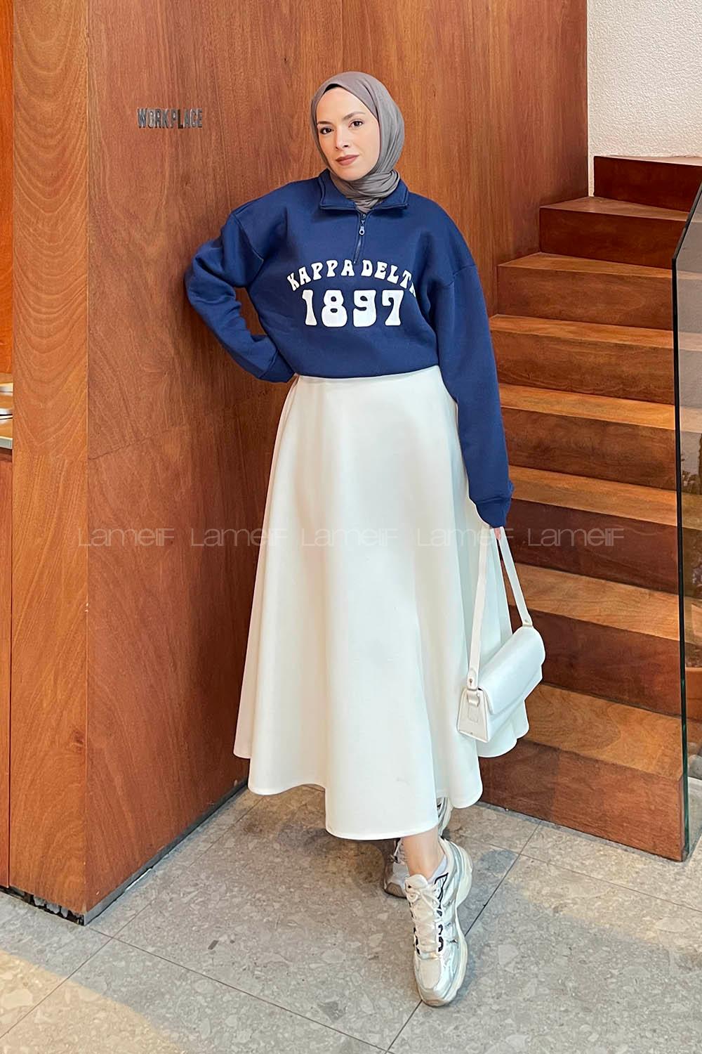 Lamelif Kappa Delta Baskılı Sweatshirt Lacivert