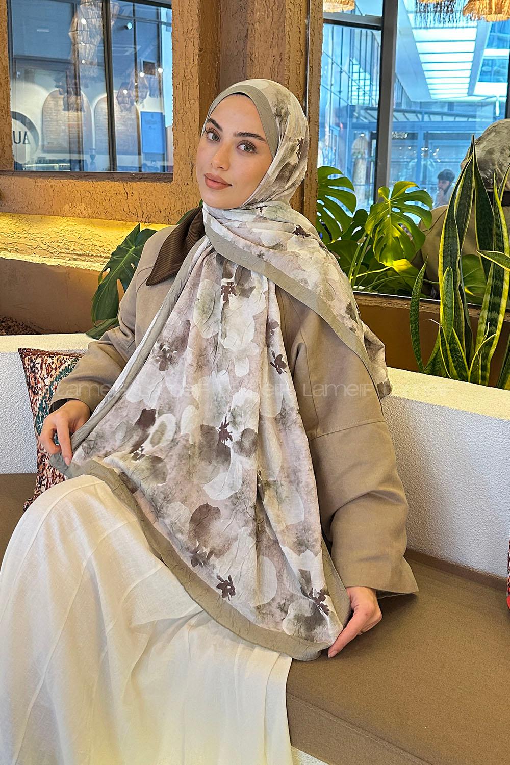 Anatolian Black Cotton Fabric Flowering Shawl