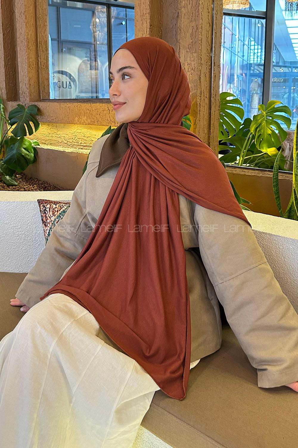 Modalamelif Koyu Kiremit Penye Şal