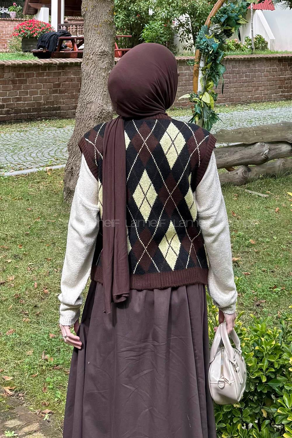 Bitter Brown V Neck Acrylic 