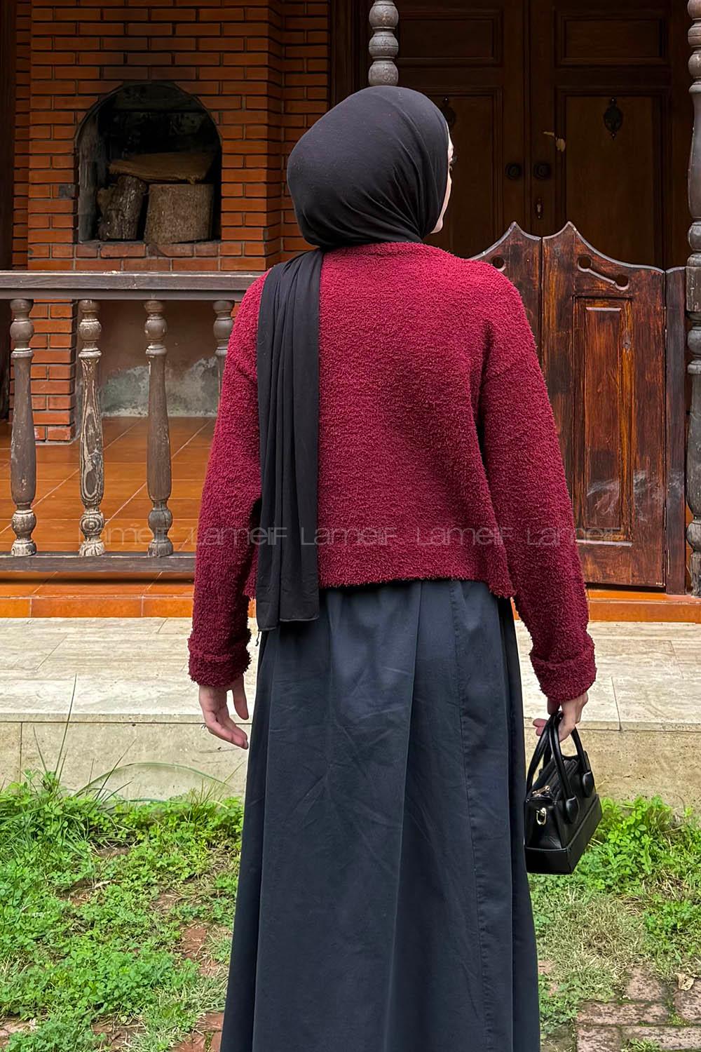 Lamelif Buklet Basic Kazak Bordo