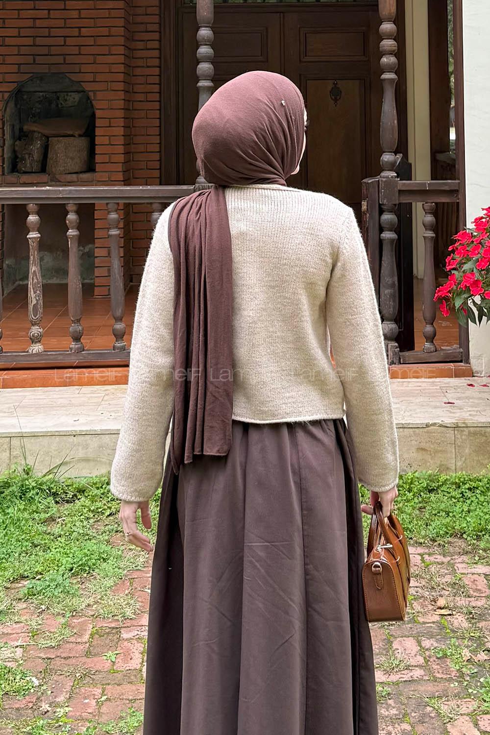 Lamelif Düğme Detaylı Hırka Bej