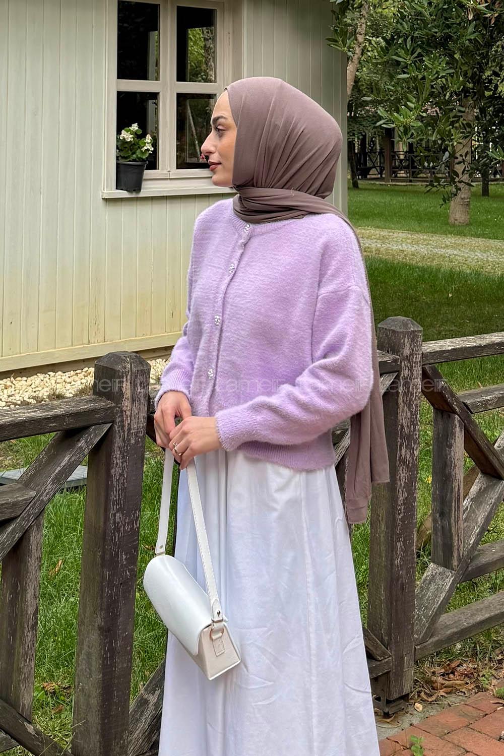 Lamelif Sakallı Basic Hırka Lila